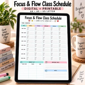 Class Schedule Printable, Weekly College Timetable for GoodNotes & iPad, Student Class Tracker, Instant Digital Download