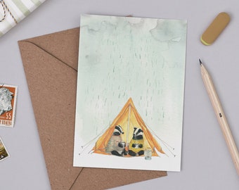 Weather or Not Greetings Card | Wedding Anniversary Card | Camping Love Card | Badger Card | British Weather | Hiking card