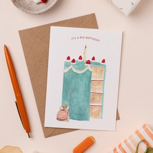 C'est une grande carte d'anniversaire | de gâteau d'anniversaire | Illustration de cuisson de souris | faire-part de fête d'anniversaire | Carte d'anniversaire jalon