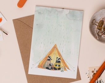 Weather or Not Greetings Card | Wedding Anniversary Card | Camping Love Card | Badger Love Card | British Weather | Hiking card
