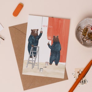 New Den Gruß-Karte | Neues Haus-Karte | Neue Home-Karte | Bärenhöhle Illustration | Umzugskarte | Neue Adressmitteilungskarte