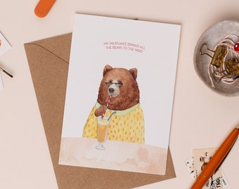 My Milkshake Greetings Card | Funny Bear Card | My Milkshake Brings All the Boys to the Yard | Funny Kelis Card