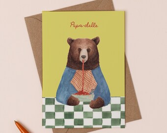 Papa Delle Father's Day Card: Funny Bear Pasta Pun