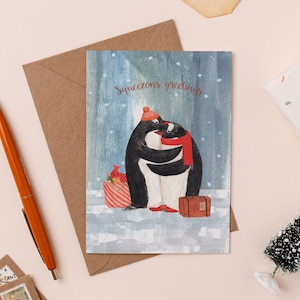 de Noël de salutations de Squeezons | Carte de Noël de pingouin | pour les Fêtes drôle de Zazzle.be Liste d'envies Vous avez des idées ? Cartes de voeux de Noël | Paquet de cartes de Noël