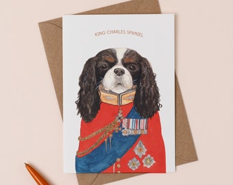 King Charles Spaniel Greetings Card | Funny Coronation Card | King Charles Illustration | British Pun | Funny Dog Card