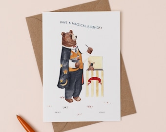 A-bear-cadabra! Card: Funny Bear Magician Birthday Card