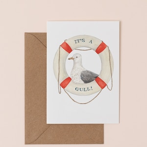 Es ist eine Grußkarte Möwe | Neues Baby Mädchen Karte | Neues Baby Karte | Lustige neue Eltern Karte | Baby-Ankündigungskarte | Es ist eine Mädchen Karte