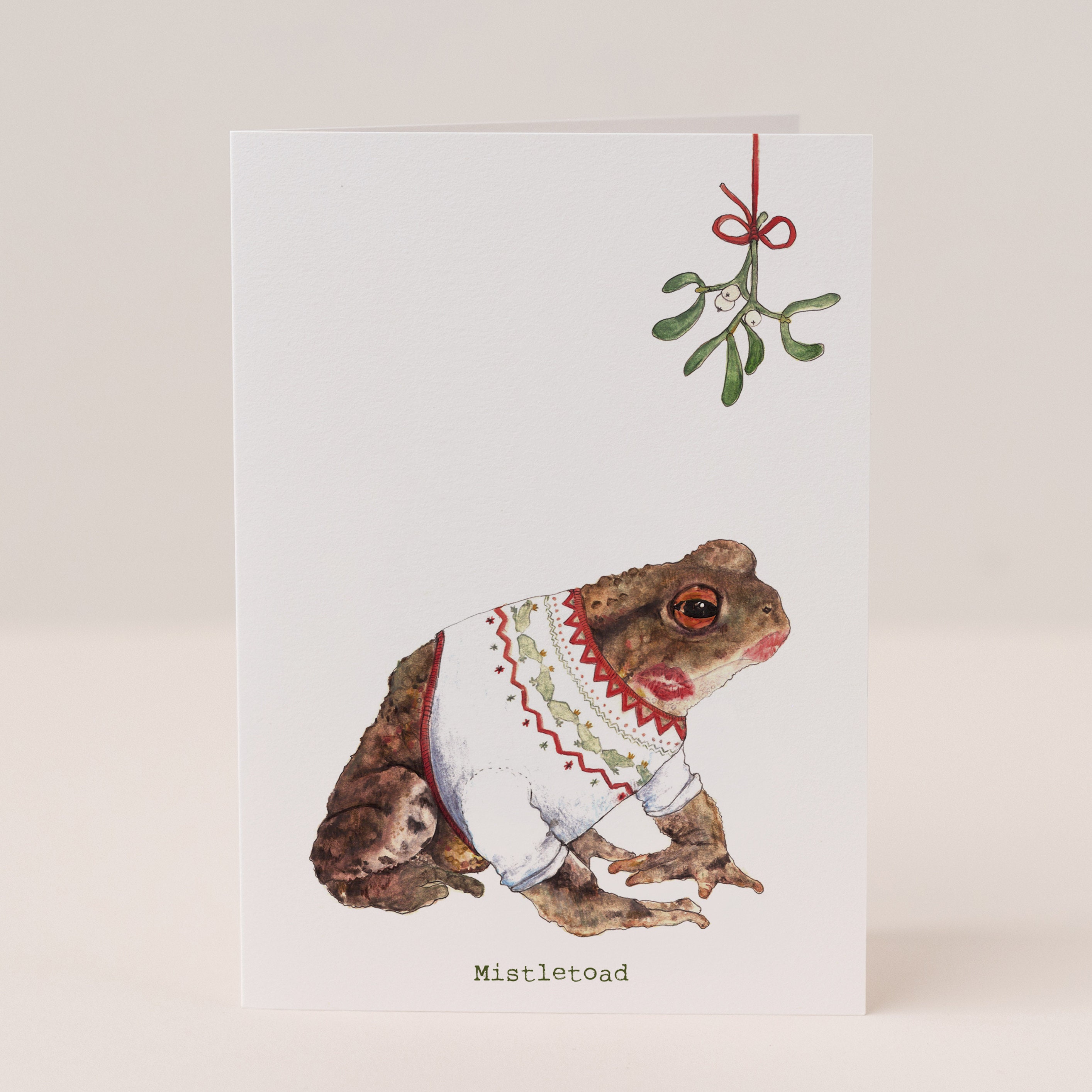 Mistletoad Christmas Card: Funny Watercolor Toad Pun - Etsy