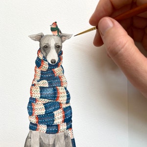 Decembrrrr Christmas Card Funny Holiday Card Winter Whippet Illustration Dog Christmas Card Pun Dog in a Scarf image 3