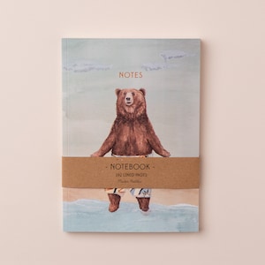 Bearmuda Shorts Notebook | Animal Notebook | Bear Stationery | Bermuda Beach Paper goods |Illustrated A5 Notebook | Lined Journal
