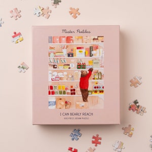 I Can Bearly Reach Jigsaw Puzzle | Illustrated Bear Jigsaw | Brown Bear Puzzle | Handmade Game | 500 Piece Jigsaw