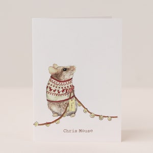 Chris Mouse Christmas Card Cute Holiday Card Christmas Mouse Card Christmas Pun Funny Holiday Card Christmas Sweater Illustration image 2