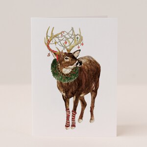 Merry Christmas My Deer Card Holiday Deer Card Decorated Stag Christmas Card Illustrated Card image 3