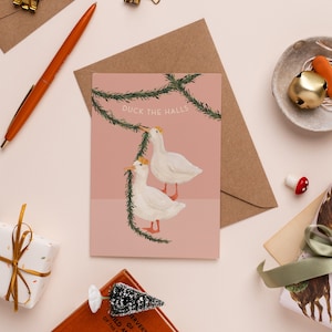 Duck the Halls Weihnachtskarte | Ente Wortspiel Karte | Lustige Weihnachtskarte | Deck the Halls Weihnachtskarten | Vogel-Weihnachtskartenpaket