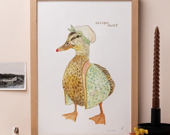 Alright Duck Print | Funny Bird Illustration | Duck Art Print | Northern Duck | Gift for Northerner