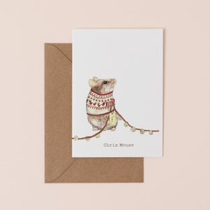 Chris Mouse Christmas Card Cute Holiday Card Christmas Mouse Card Christmas Pun Funny Holiday Card Christmas Sweater Illustration image 4