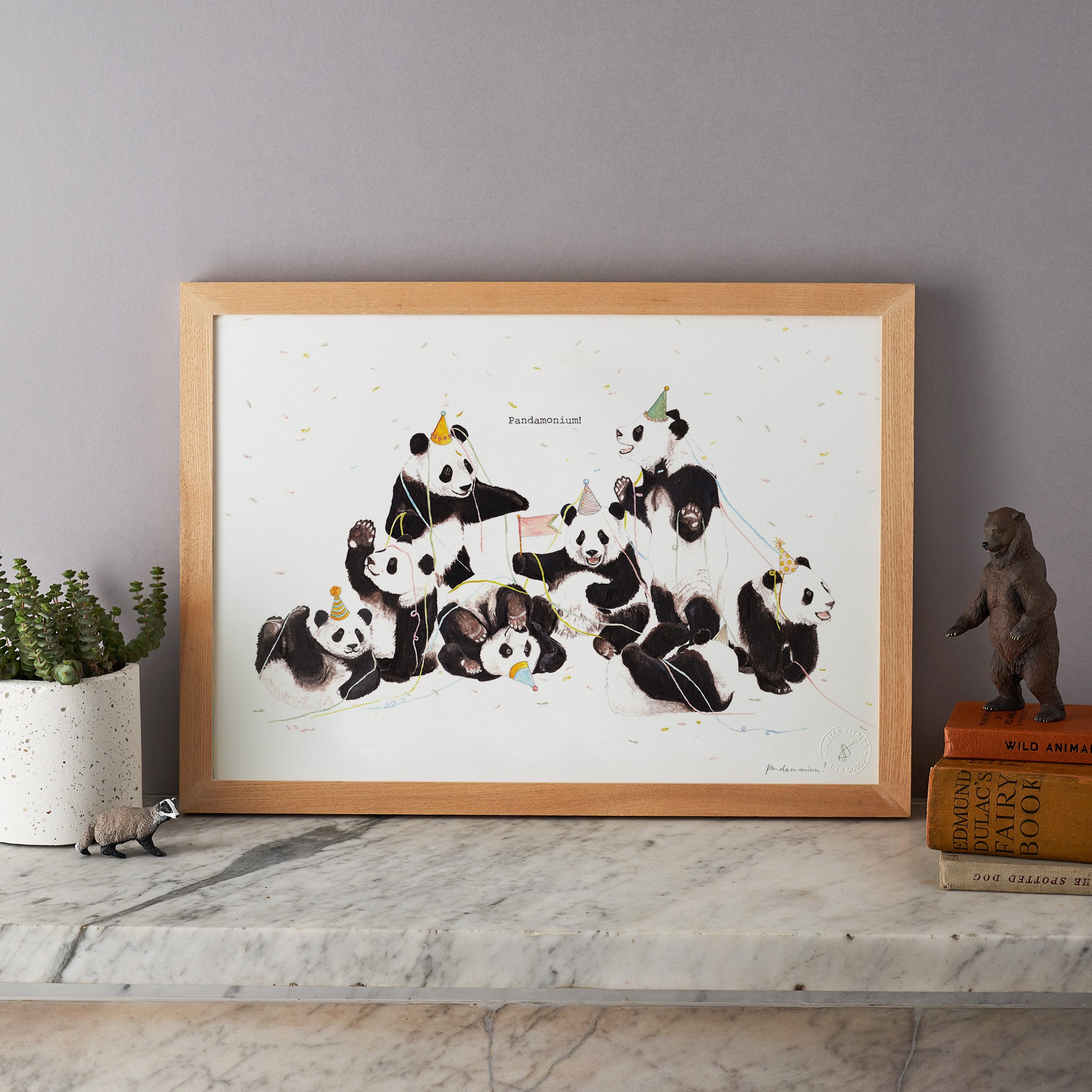 Pandamonium Print Cute Panda Wall Art Animal Illustration Etsy