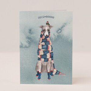 Decembrrrr Christmas Card Funny Holiday Card Winter Whippet Illustration Dog Christmas Card Pun Dog in a Scarf image 2