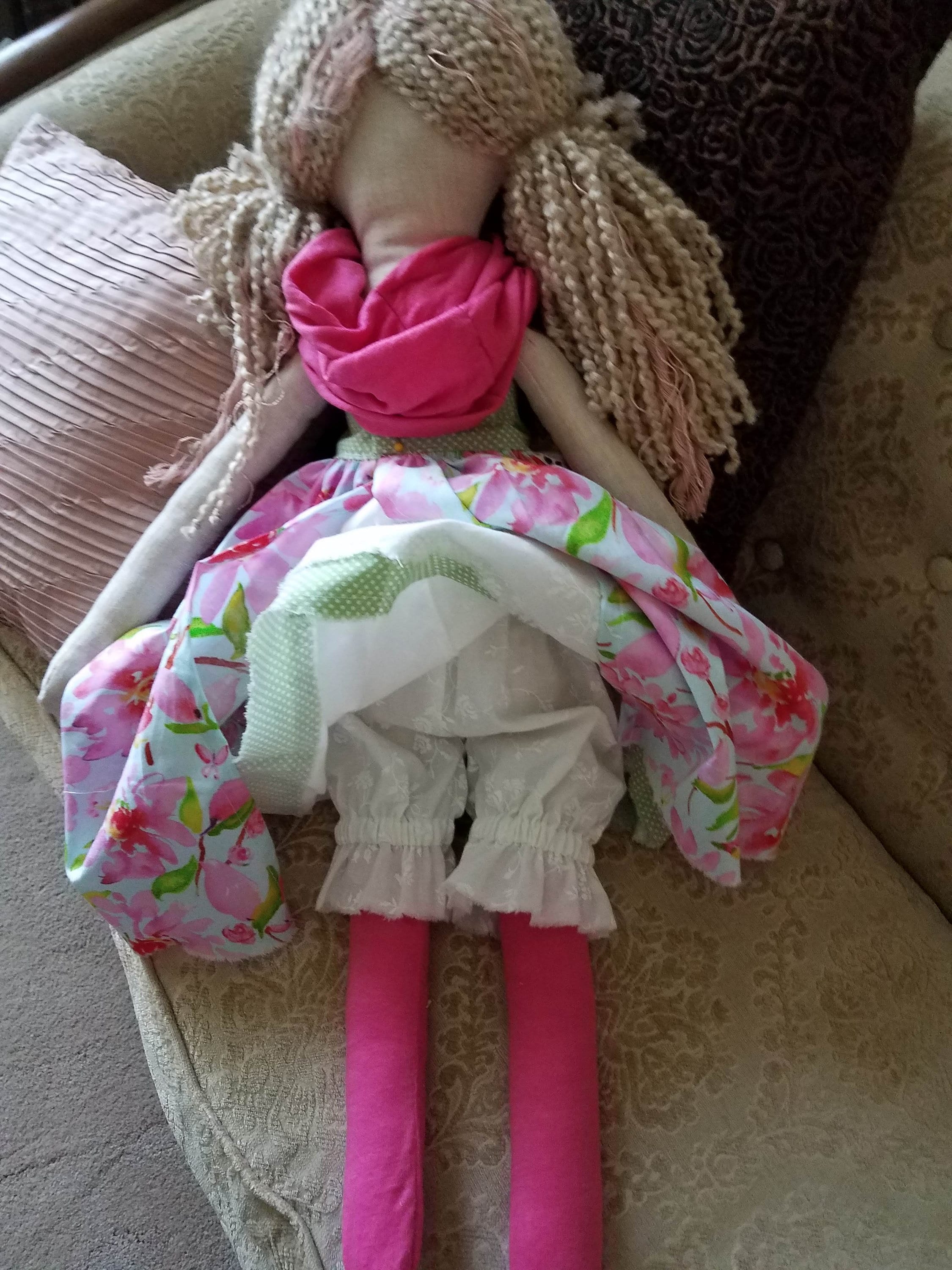 A 26tall Rag Doll BLONDE HAIR Green Eyes Doll. Pink - Etsy