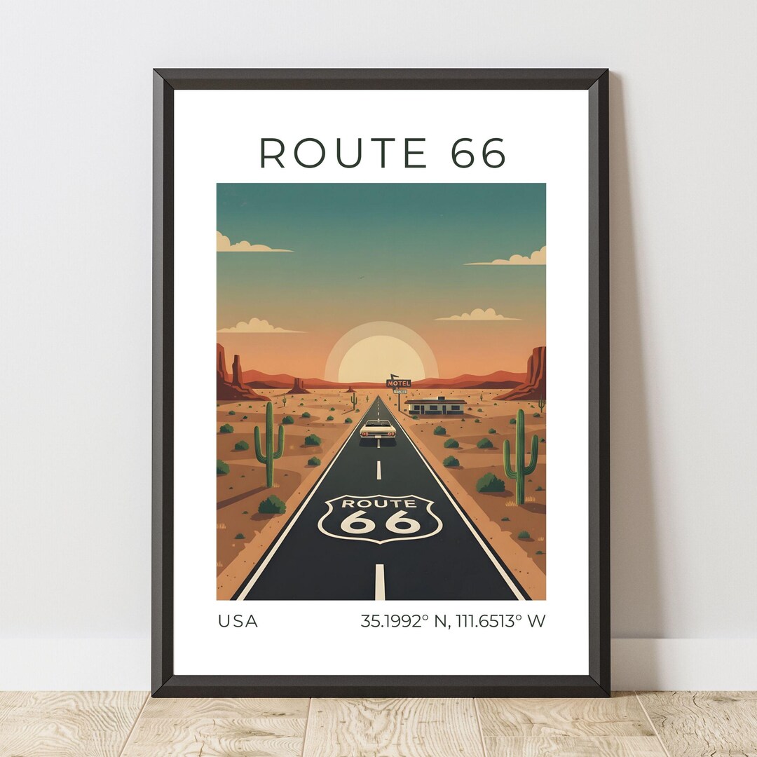 Route 66 USA Poster, Vintage Travel Poster, Travel Wall Art, Travel ...