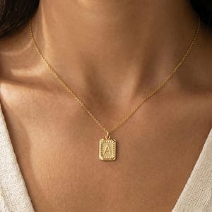 Gepersonaliseerde rechthoek eerste hanger ketting, aangepaste brief ketting, gepersonaliseerde sieraden, cadeau voor haar, Moederdagcadeau, verjaardagscadeau