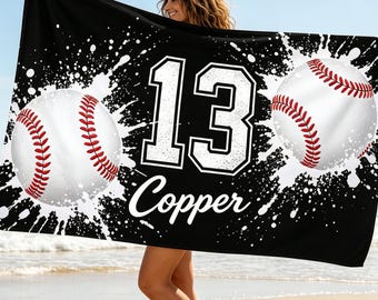2026 Baseball Beach Towel, Personalized Name Print Swim Towel, Baseball Team Trip, Baseball Lovers Gift for Son 35'*70'