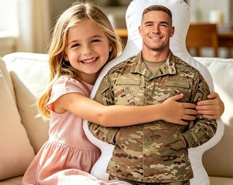 Muñeco de héroe personalizado, almohada de muñeco militar personalizada, almohada de recuerdos, muñeco de peluche de algodón para despliegue, almohada con foto de papá y mamá, regalo para niños