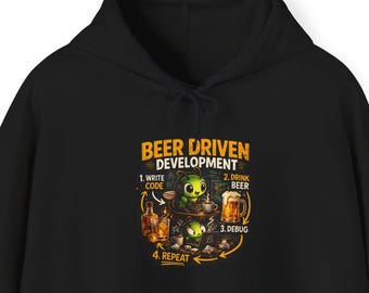 Bluza z kapturem dla programisty, bluza z humorem i kodowaniem, prezent dla programisty, sweter dla nerda, odzież techniczna, koszulka z motywem piwa