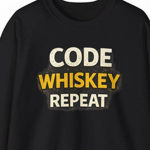 Sudadera divertida para programadores, sudadera con cuello redondo y humor sobre programación, regalo para desarrolladores, suéter para nerds, regalo tecnológico, sudadera Code Whiskey Repeat.
