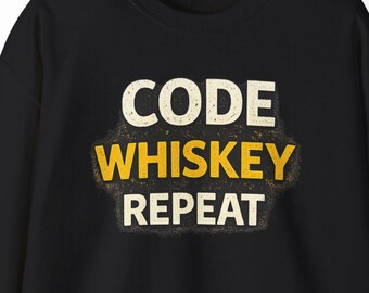 Bluza z zabawnym programistą, bluza z okrągłym dekoltem z humorem kodowania, prezent dla programisty, sweter dla nerda, prezent technologiczny, bluza z powtarzającym się motywem whisky