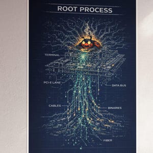 Programmer Wall Art Poster, Coding Decor Print, Developer Gift, Tech Office Wall Art, Root Process circuit board poster