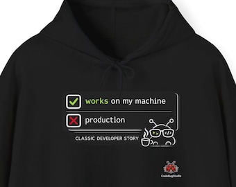 Sudadera divertida para programadores, sudadera con humor sobre programación, regalo para desarrolladores, sudadera para nerds, regalo tecnológico, sudadera "Funciona en mi máquina"