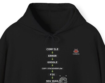 Funny Programmer Hoodie, Coding Humor Pullover, Developer Gift, Nerd Hoodie, Tech Gift, Compile Error, Google Copy StackOverflow Hoodie