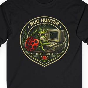 Funny Programmer Sweatshirt, Coding Humor Crewneck, Developer Gift, Nerd Sweater, Tech Gift, Bug Hunter Illustration Long Sleeve Tee