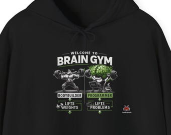 Funny Programmer Hoodie, Coding Humor Pullover, Developer Gift, Nerd Hoodie, Tech Gift, Programmer vs Bodybuilder Nerd Coding Geek Hoodie