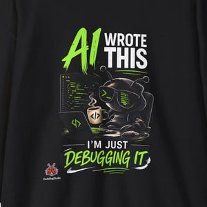 Felpa divertente da programmatore, girocollo con umorismo sulla programmazione, regalo per sviluppatori, maglione da nerd, regalo tecnologico, felpa "L'IA ha scritto questo, io lo sto solo debuggando"