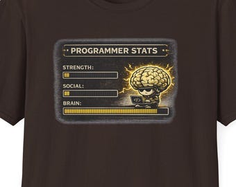 Camiseta divertida para programadores, camiseta con humor sobre programación, regalo para desarrolladores, camiseta para nerds, regalo tecnológico, camiseta con estadísticas de programadores, nivel cerebral de programación