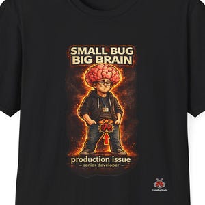 Zabawna koszulka dla programisty, koszulka z humorem kodowania, prezent dla programisty, koszulka dla nerda, prezent technologiczny, koszulka dla programisty z małym robakiem i dużym mózgiem