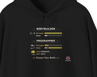Funny Programmer Hoodie, Coding Humor Pullover, Developer Gift, Nerd Hoodie, Tech Gift, Programmer Bodybuilder Hoodie