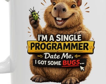 Capybara Programmer mug Funny Coding tee, Single Programmer Joke I Got Bugs Meme, Developer Gift for Coders