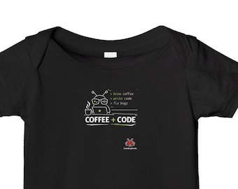 Body divertente da programmatore per neonati, regalo umoristico per neonati a tema programmazione, abbigliamento da sviluppatore per neonati, vestiti da nerd per neonati, regalo per baby shower, Coffee Code