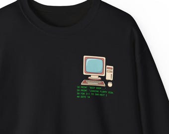 Funny Programmer Sweatshirt, Coding Humor Crewneck, Developer Gift, Nerd Sweater, Tech Gift, Retro Computer Graphic crewneck