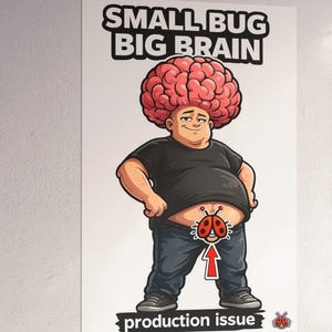 Funny Programmer poster, Small Bug Big Brain, Coding Humor Gift, Developer Joke, Nerd poster