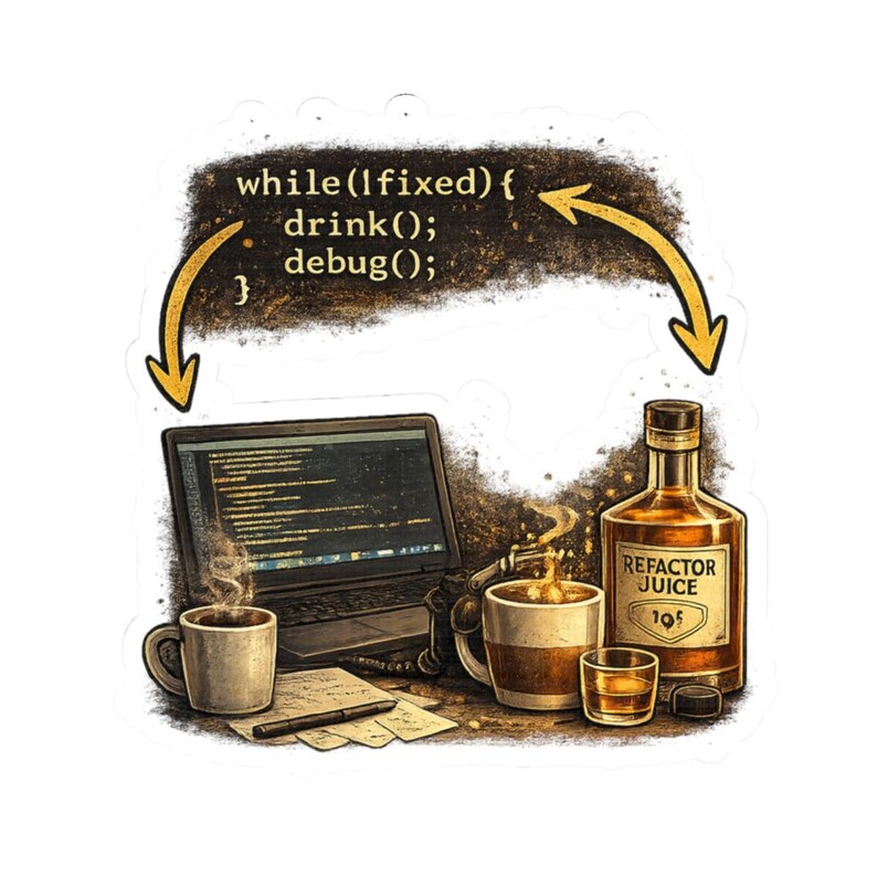 Funny Programmer Sticker, Coding Humor Laptop Sticker, Developer Gift, Nerd Sticker, Refactor Juice Programmer Sticker image 7