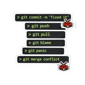 Funny Programmer Sticker, Coding Humor Laptop Sticker, Developer Gift, Nerd Sticker, Git Commit "Fixed It" Sticker | Coding