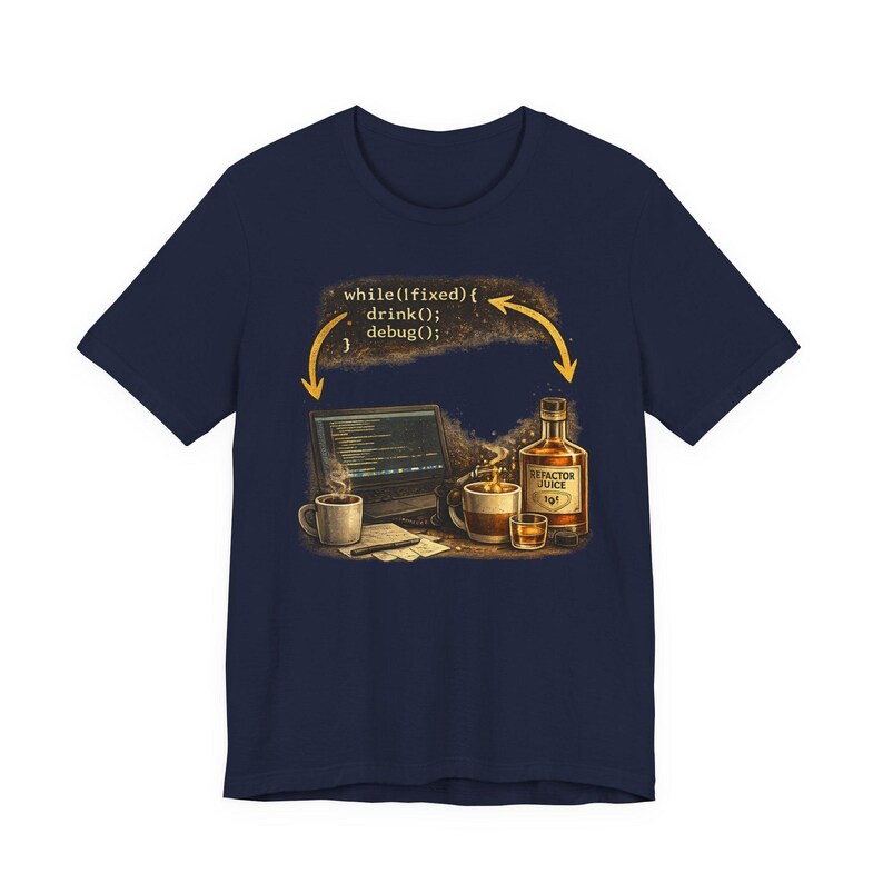 Programming Debugging Loop tee | Whiskey, Coffee & Laptop coder design image 5