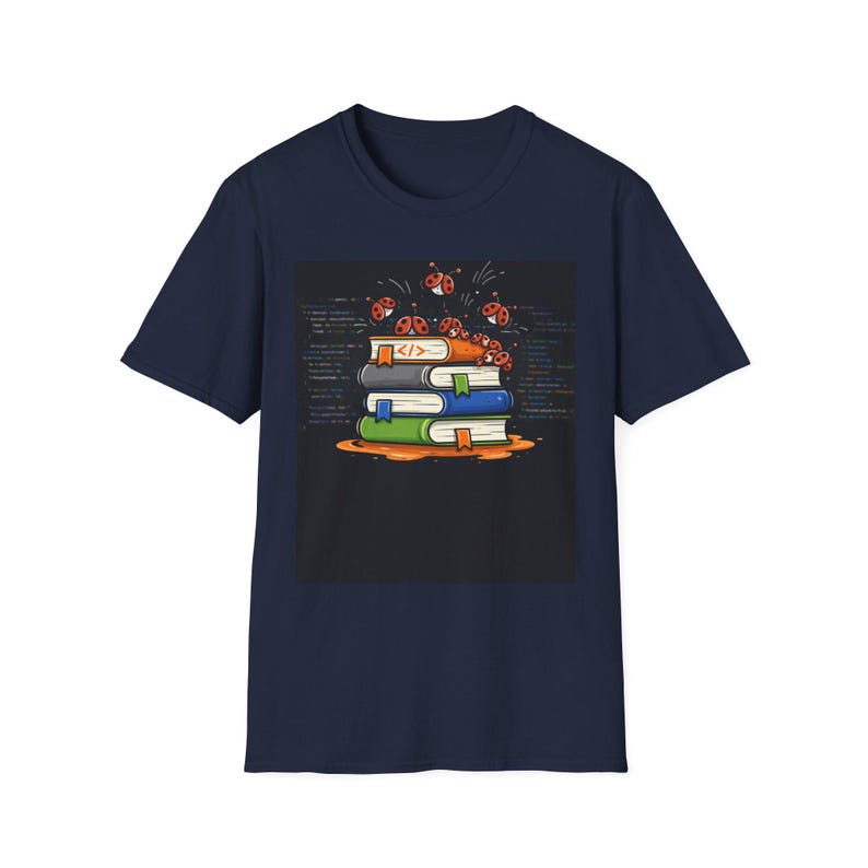 Funny Programmer T-Shirt, Coding Humor Tee, Developer Gift, Nerd Shirt, Tech Gift Coding Humor, Overflow Stack of Books T-Shirt image 3
