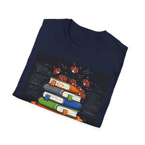 Funny Programmer T-Shirt, Coding Humor Tee, Developer Gift, Nerd Shirt, Tech Gift Coding Humor, Overflow Stack of Books T-Shirt image 5