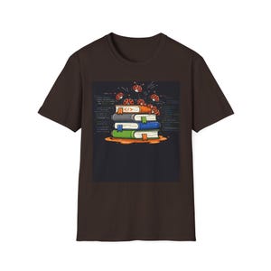 Funny Programmer T-Shirt, Coding Humor Tee, Developer Gift, Nerd Shirt, Tech Gift Coding Humor, Overflow Stack of Books T-Shirt image 2