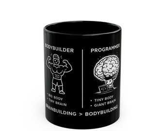 Tazza divertente da programmatore, tazza da caffè con umorismo sulla programmazione, regalo per sviluppatori, tazza da nerd, regalo tecnologico, cervello contro, tazza da caffè in ceramica nera